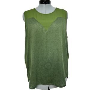 Harvé Benard Sleeveless Mix Media Blouse Green Professional Haute Couture Sz:XL